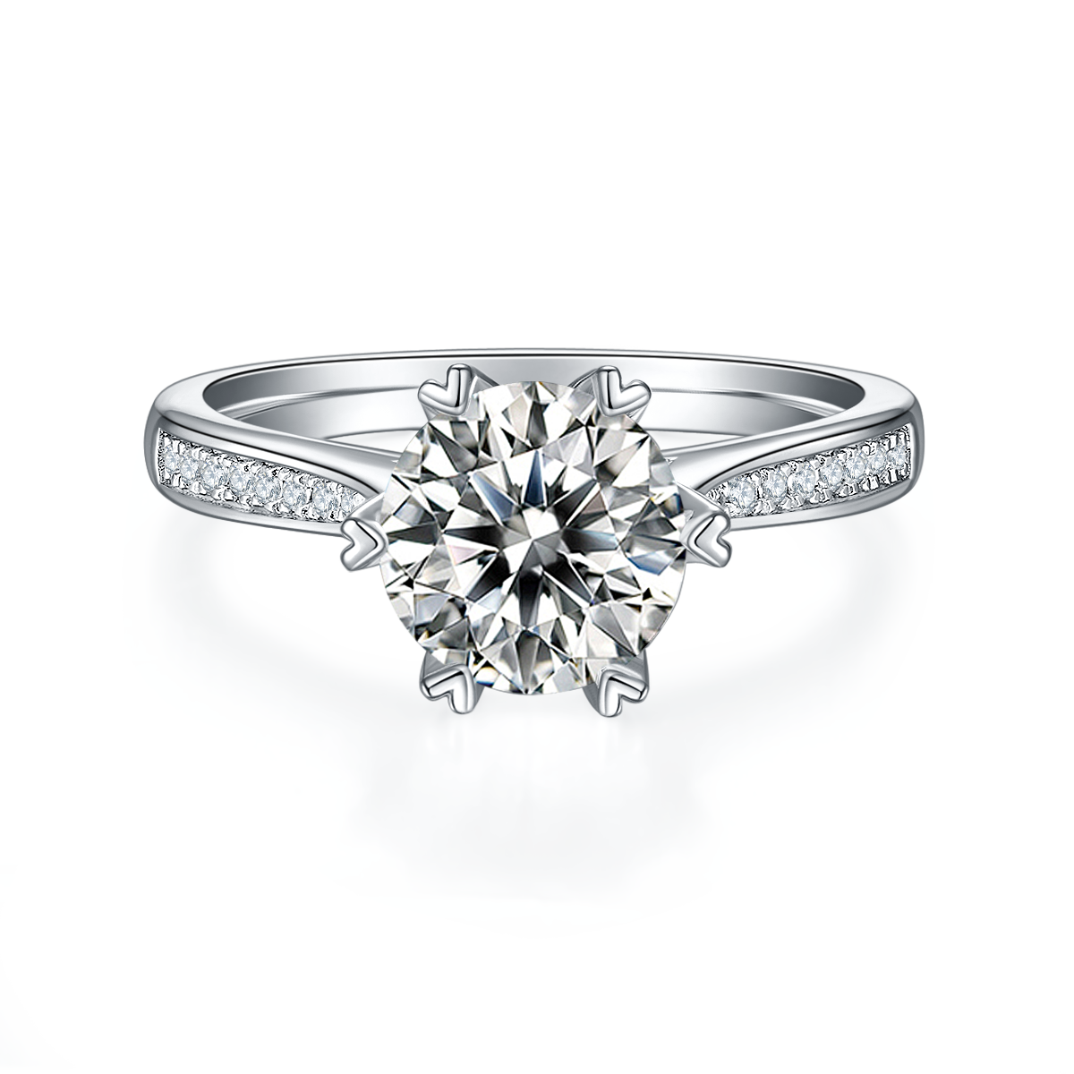 Time to Run S925 Silver Plated Platinum Moissanite Diamond Women's Ring 2.0 Carat D-Class